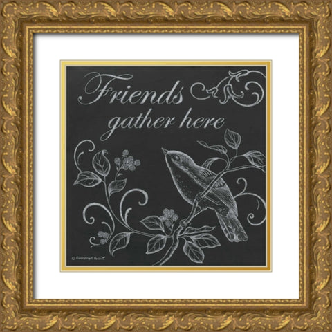 Bird Friends Gold Ornate Wood Framed Art Print with Double Matting by Babbitt, Gwendolyn