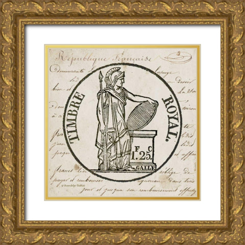 French Stamp I Gold Ornate Wood Framed Art Print with Double Matting by Babbitt, Gwendolyn