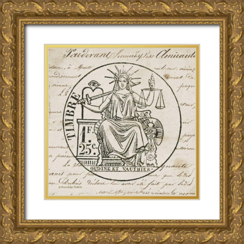 French Stamp II Gold Ornate Wood Framed Art Print with Double Matting by Babbitt, Gwendolyn