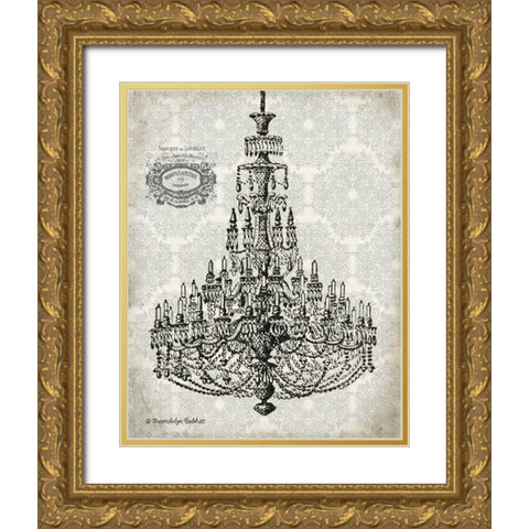 Vintage Chandelier I Gold Ornate Wood Framed Art Print with Double Matting by Babbitt, Gwendolyn