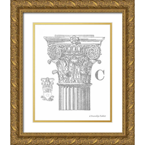 Gray Column C Gold Ornate Wood Framed Art Print with Double Matting by Babbitt, Gwendolyn