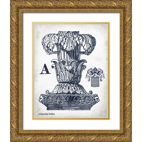 Indigo Column A Gold Ornate Wood Framed Art Print with Double Matting by Babbitt, Gwendolyn
