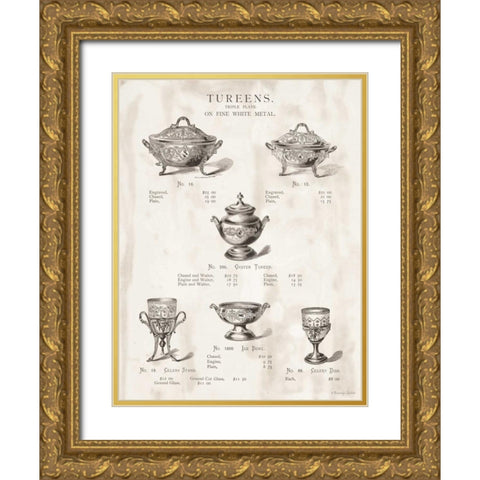 Tureens Gold Ornate Wood Framed Art Print with Double Matting by Babbitt, Gwendolyn