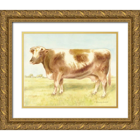 Cow Gold Ornate Wood Framed Art Print with Double Matting by Babbitt, Gwendolyn