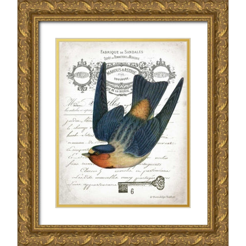 French Swallow I Gold Ornate Wood Framed Art Print with Double Matting by Babbitt, Gwendolyn
