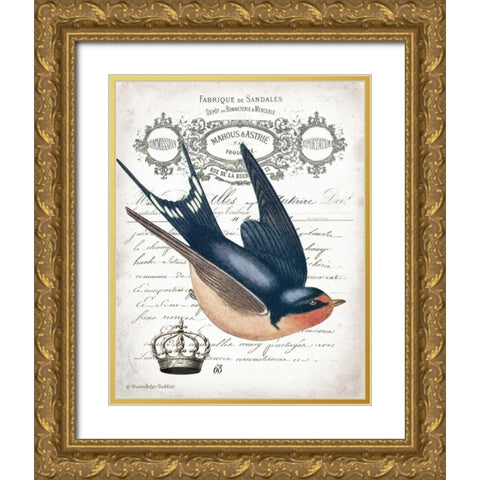 French Swallow II Gold Ornate Wood Framed Art Print with Double Matting by Babbitt, Gwendolyn