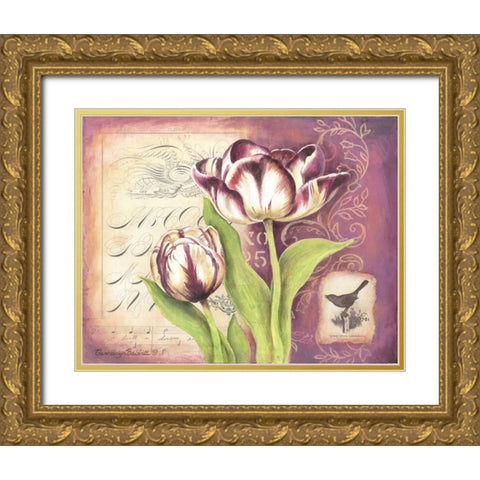 Tulip Collage I Gold Ornate Wood Framed Art Print with Double Matting by Babbitt, Gwendolyn