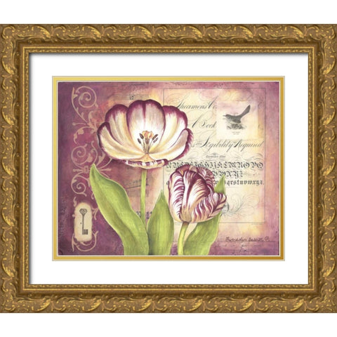 Tulip Collage II Gold Ornate Wood Framed Art Print with Double Matting by Babbitt, Gwendolyn