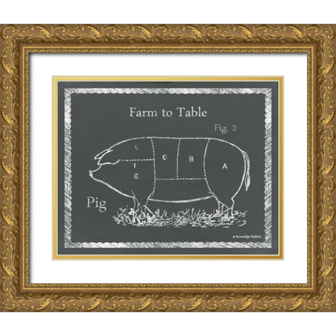 Sectioned Pig Gold Ornate Wood Framed Art Print with Double Matting by Babbitt, Gwendolyn