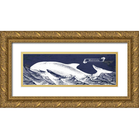 Indigo Whale II Gold Ornate Wood Framed Art Print with Double Matting by Babbitt, Gwendolyn
