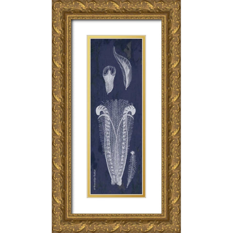 Indigo Feathers I Gold Ornate Wood Framed Art Print with Double Matting by Babbitt, Gwendolyn