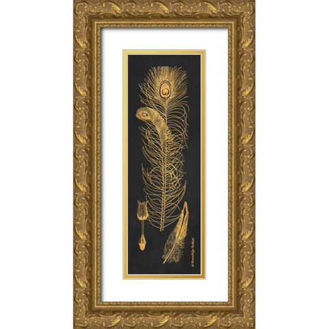 Gold Feathers II Gold Ornate Wood Framed Art Print with Double Matting by Babbitt, Gwendolyn