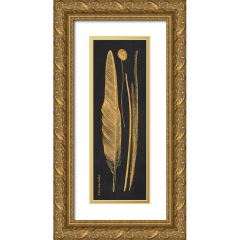 Gold Feathers III Gold Ornate Wood Framed Art Print with Double Matting by Babbitt, Gwendolyn