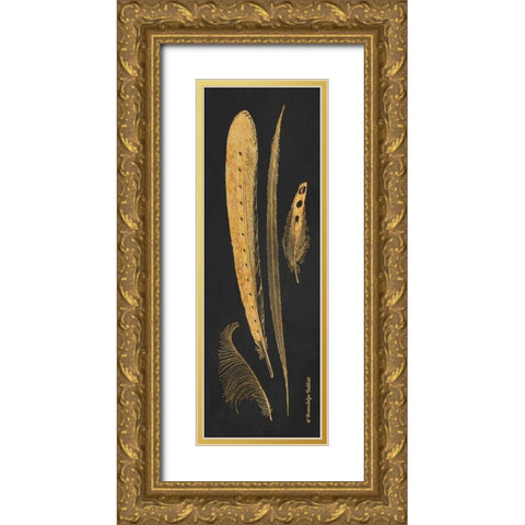 Gold Feathers IV Gold Ornate Wood Framed Art Print with Double Matting by Babbitt, Gwendolyn