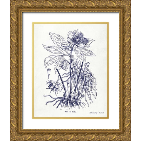Indigo Botanical II Gold Ornate Wood Framed Art Print with Double Matting by Babbitt, Gwendolyn