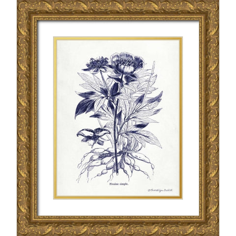 Indigo Botanical III Gold Ornate Wood Framed Art Print with Double Matting by Babbitt, Gwendolyn