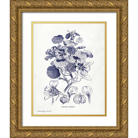 Indigo Botanical IV Gold Ornate Wood Framed Art Print with Double Matting by Babbitt, Gwendolyn