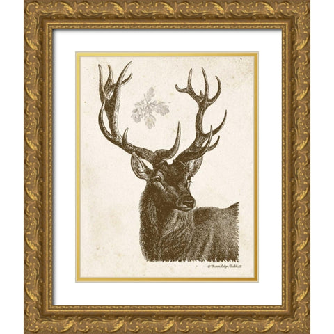 Neutral Deer I Gold Ornate Wood Framed Art Print with Double Matting by Babbitt, Gwendolyn