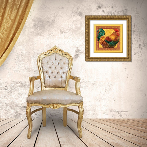 Country Rooster I Gold Ornate Wood Framed Art Print with Double Matting by Babbitt, Gwendolyn