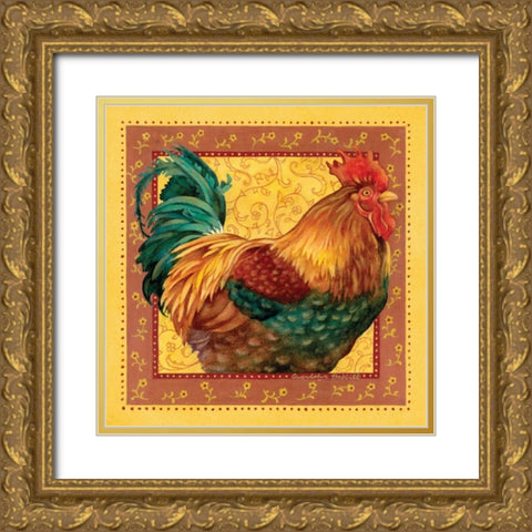 Country Rooster I Gold Ornate Wood Framed Art Print with Double Matting by Babbitt, Gwendolyn