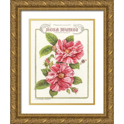 Rosa Mundi Gold Ornate Wood Framed Art Print with Double Matting by Babbitt, Gwendolyn