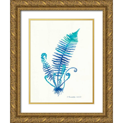 Ombre Fern II Gold Ornate Wood Framed Art Print with Double Matting by Babbitt, Gwendolyn
