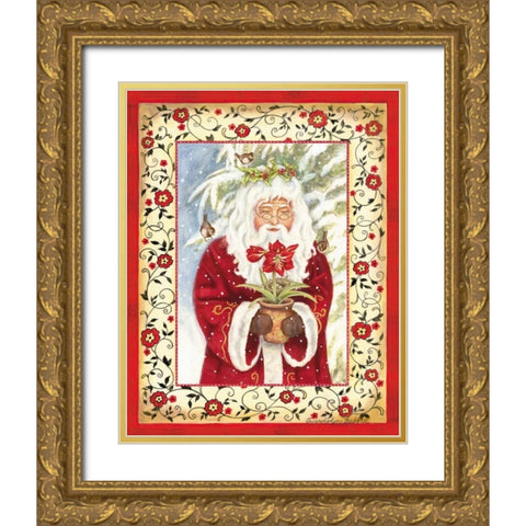 Father Christmas Gold Ornate Wood Framed Art Print with Double Matting by Babbitt, Gwendolyn