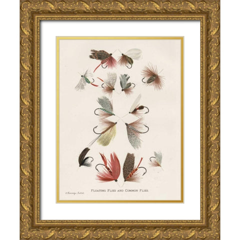 Fishing Flies II Gold Ornate Wood Framed Art Print with Double Matting by Babbitt, Gwendolyn