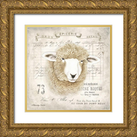 French Sheep Gold Ornate Wood Framed Art Print with Double Matting by Babbitt, Gwendolyn