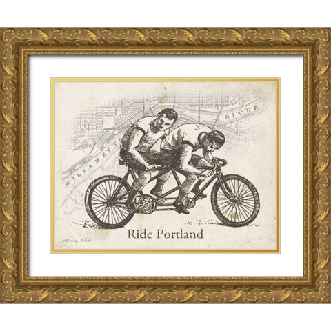 Ride Portland Gold Ornate Wood Framed Art Print with Double Matting by Babbitt, Gwendolyn