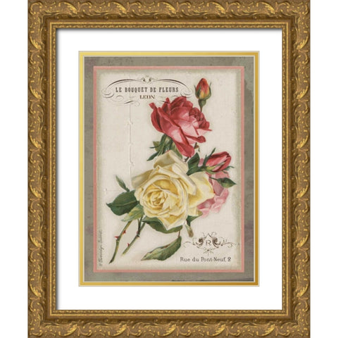 French Rose II Gold Ornate Wood Framed Art Print with Double Matting by Babbitt, Gwendolyn