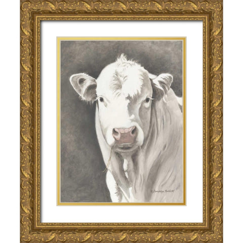 White Bull Gold Ornate Wood Framed Art Print with Double Matting by Babbitt, Gwendolyn