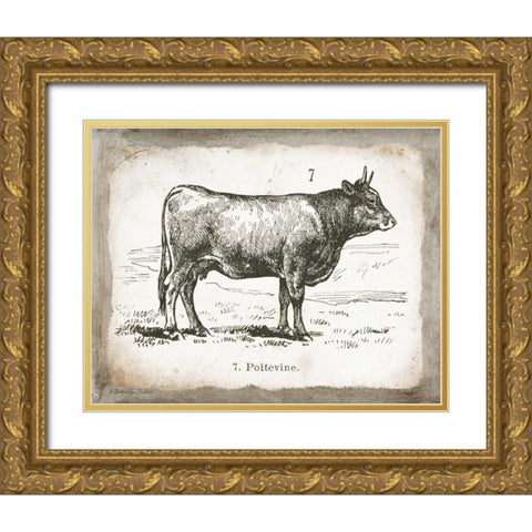 French Cow I Gold Ornate Wood Framed Art Print with Double Matting by Babbitt, Gwendolyn