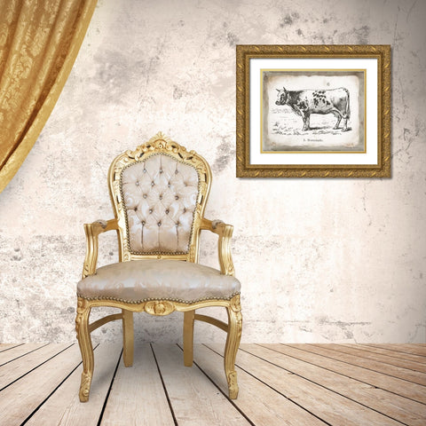 French Cow IV Gold Ornate Wood Framed Art Print with Double Matting by Babbitt, Gwendolyn