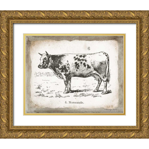 French Cow IV Gold Ornate Wood Framed Art Print with Double Matting by Babbitt, Gwendolyn