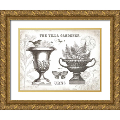 Garden Urns Gold Ornate Wood Framed Art Print with Double Matting by Babbitt, Gwendolyn