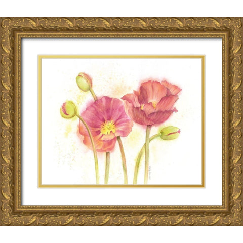 Happy Poppies Gold Ornate Wood Framed Art Print with Double Matting by Babbitt, Gwendolyn