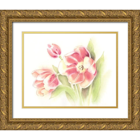 Happy Tulips Gold Ornate Wood Framed Art Print with Double Matting by Babbitt, Gwendolyn