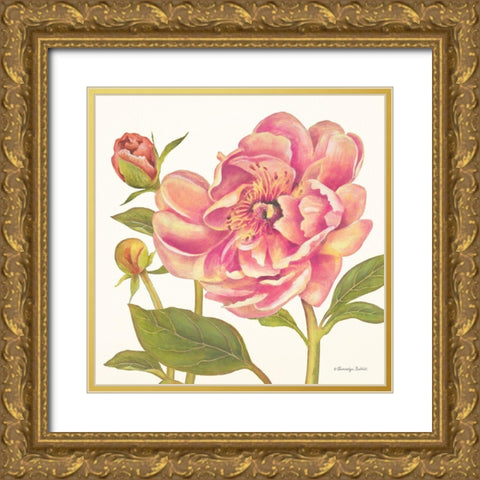 Pink Peonies II Gold Ornate Wood Framed Art Print with Double Matting by Babbitt, Gwendolyn