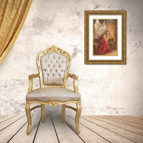 Angel Gold Ornate Wood Framed Art Print with Double Matting by Belamar, Ella
