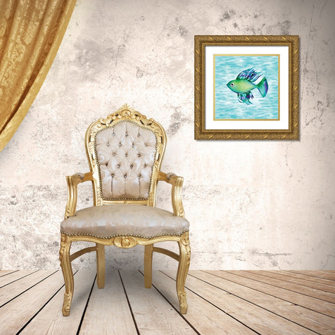 Deep Sea Green Fish Gold Ornate Wood Framed Art Print with Double Matting by Berrenson, Sara