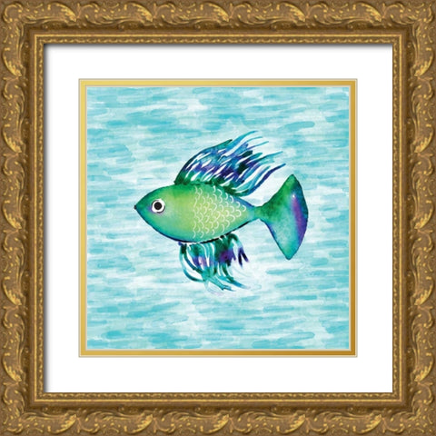 Deep Sea Green Fish Gold Ornate Wood Framed Art Print with Double Matting by Berrenson, Sara