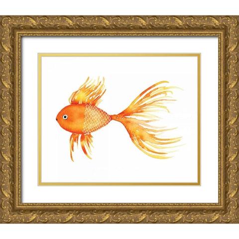 Deep Sea Yellow Fish Gold Ornate Wood Framed Art Print with Double Matting by Berrenson, Sara