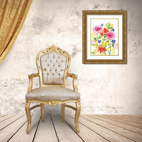 Rose Rhapsody I Gold Ornate Wood Framed Art Print with Double Matting by Berrenson, Sara