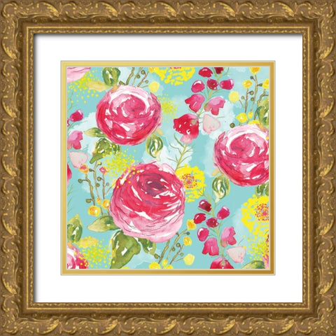 Spring Fling Medley I Gold Ornate Wood Framed Art Print with Double Matting by Berrenson, Sara