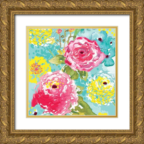 Spring Fling Medley II Gold Ornate Wood Framed Art Print with Double Matting by Berrenson, Sara