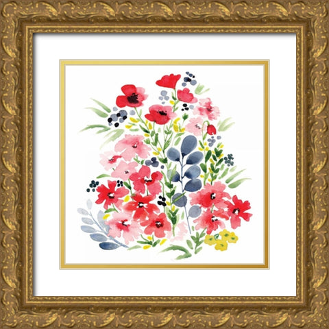 Spring Blooms Sq II Gold Ornate Wood Framed Art Print with Double Matting by Berrenson, Sara