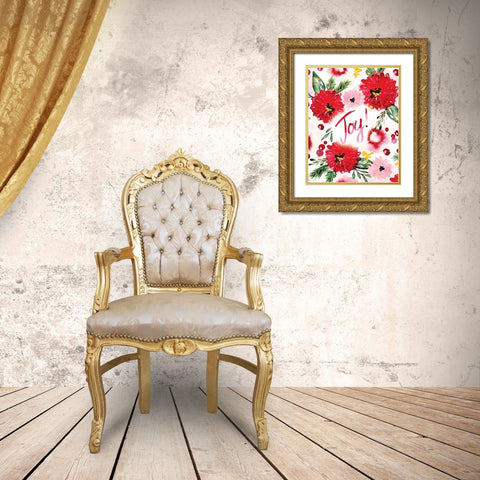 Christmas Floral II Gold Ornate Wood Framed Art Print with Double Matting by Berrenson, Sara