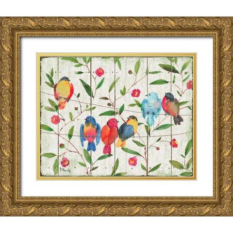 Perched Birds Gold Ornate Wood Framed Art Print with Double Matting by Brent, Paul