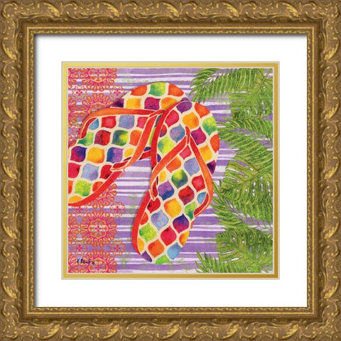 Red Sarasota Sandals III Gold Ornate Wood Framed Art Print with Double Matting by Brent, Paul